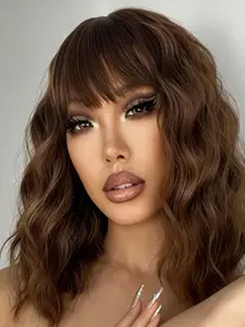 14" Curly Bangs Wig | Heat Resistant Synthetic | Natural Wavy Look for Party & Daily Wear | Transform Your Style in Seconds | Heat Resistant Wigs #Wig