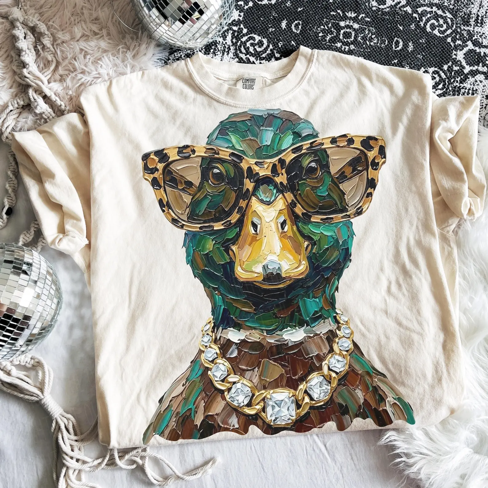 Comfort Colors Glam Mallard Duck Shirt, Preppy Animal Print Graphic, Hunting Season Shirt