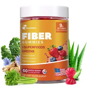 10-in-1 Prebiotic Fiber Gummies for Digestive Health & Regularity - GLP-1 Friendly - No Sugar Added Mixed Berry Flavor with Greens - Daily Supplement for Adults - 60 Count
