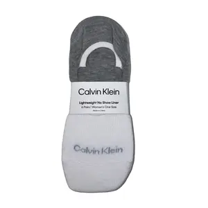 Calvin Klein 6PK Flat Knit Colorblock Liner Core Lightweight No-Show Comfort Women's One Size Socks for Sneakers Loafers