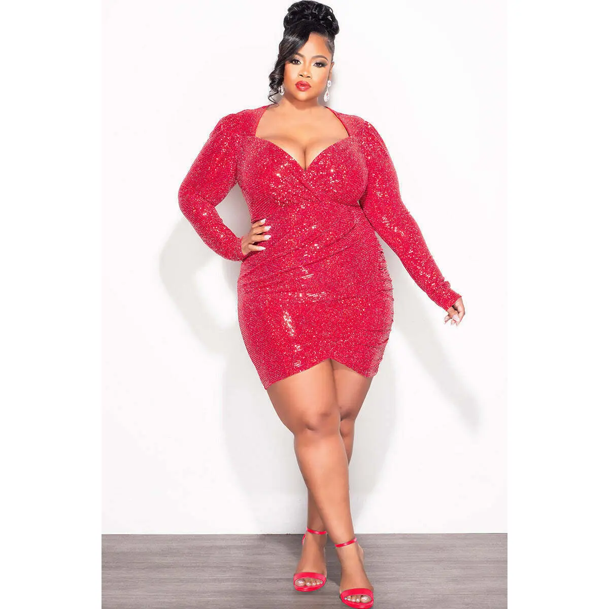Final Sale Plus Size Long Sleeve Bodycon Confetti Dot Knit Sequin Dress in Red - TikTok Shop Final Sale Plus Size Long Sleeve Bodycon Confetti Dot Knit Sequin Dress in Red - TikTok Shop