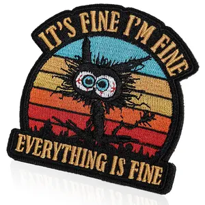 It's Fine I'm Fine Everything Is Fine Patch, 1 Count Embroidered Hook & Loop Patches, Funny Patch for Backpacks, Dog Harnesses, Army Vests, Gym Bags, Hats, Helmets, Western Embroidery