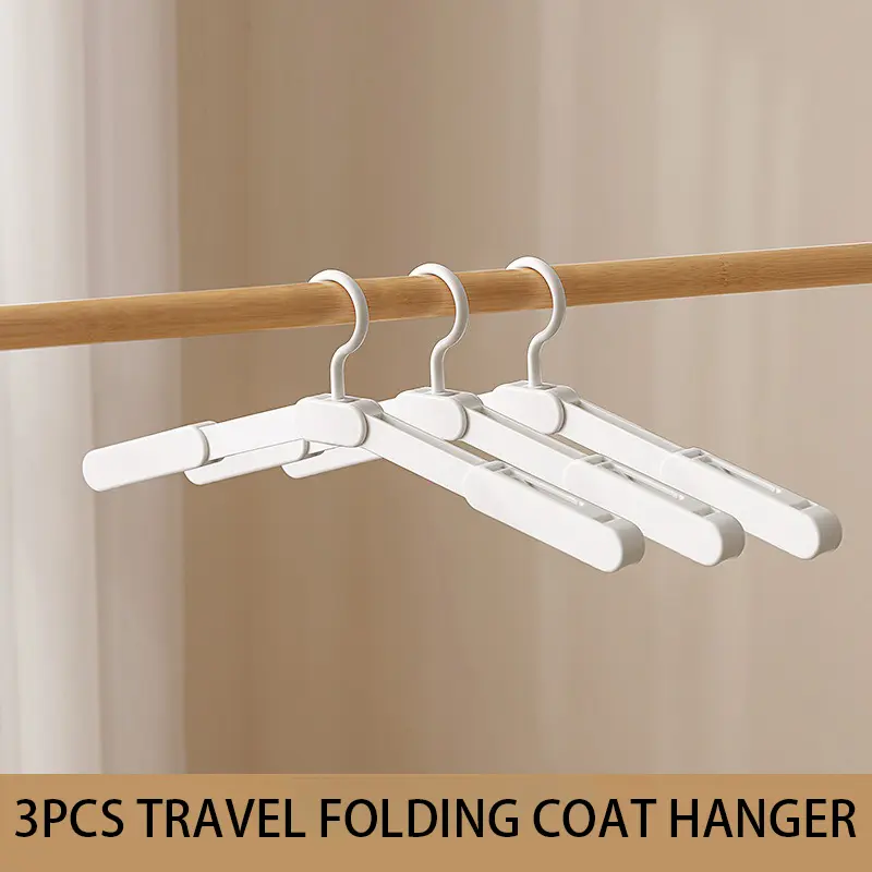 3pcs Folding Hanger Portable Hangers Foldable Travel Plastic Hanger Non-slip Clothes Organizer Penyangkut