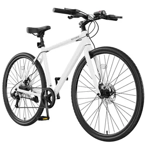 EOYOBIKE Hybrid Bike for Men, 700C Aluminum 29LBS Ultra-Light 8-Speed Commuter Bike, 350lb Capacity, 29" Adult Urban Bicycle, Dual Disc Brakes, for Tall Men&Women, 85% Pre-Assembled