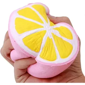 Jumbo Squishies by Gyoby - Super Soft Kawaii Squishy Toys - Slow Rising Lemon Fruit Stress Reliever Fidget - Anti-Stress Squeeze Toy for Kids and Adults - Cute and Soft Squishies (Pink)