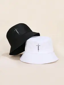 Cross Printing Reversible Bucket Hat, Fisherman Hat, Casual Holiday Beach Sun Hat for Travel, Fashion Accessories for Men & Women
