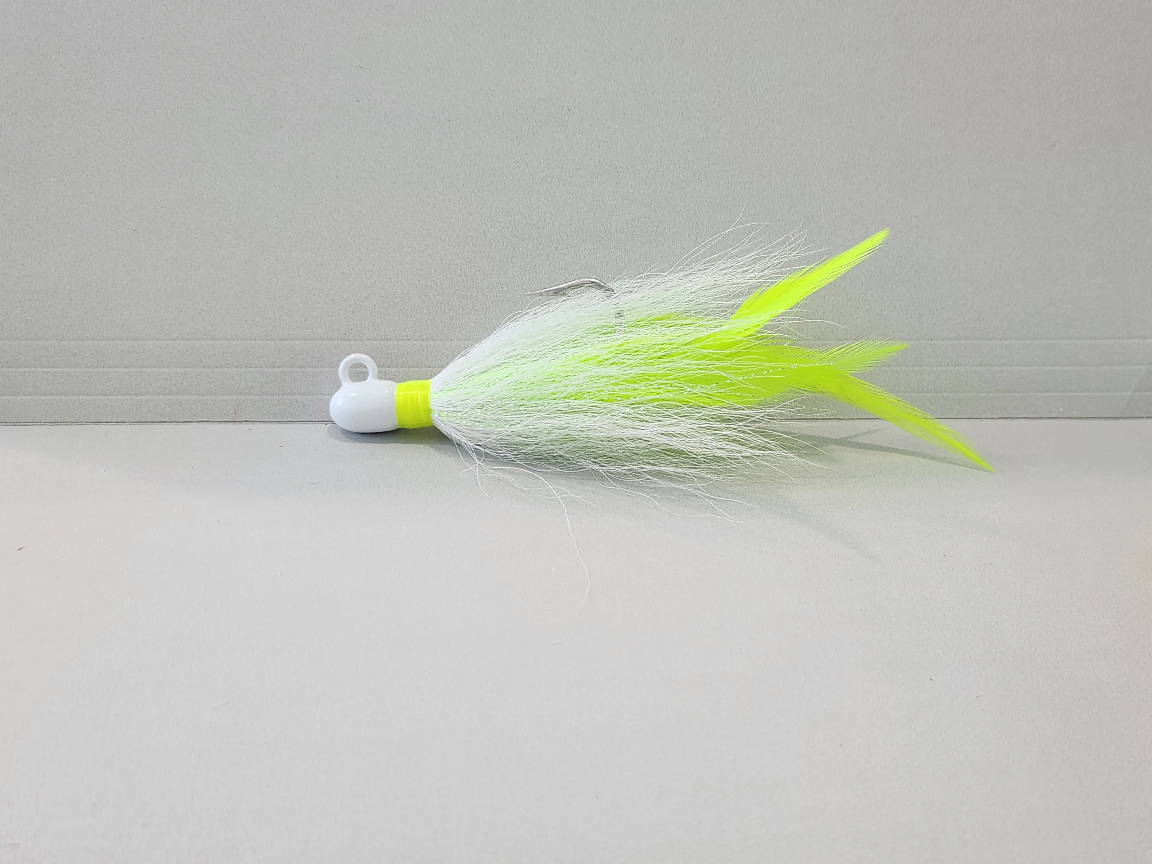 White with chartreuse feathers.