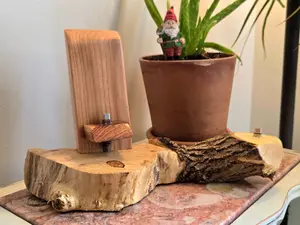Handcrafted Wood Dual USB-C Charging Dock — Phone + AirPods