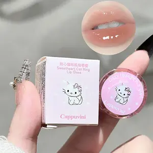Sweetheart Cat Ring Lip Gloss Adorable Feline Design Perfect for Makeup Lovers Unique Accessory for Daily Use Enhance Your Look