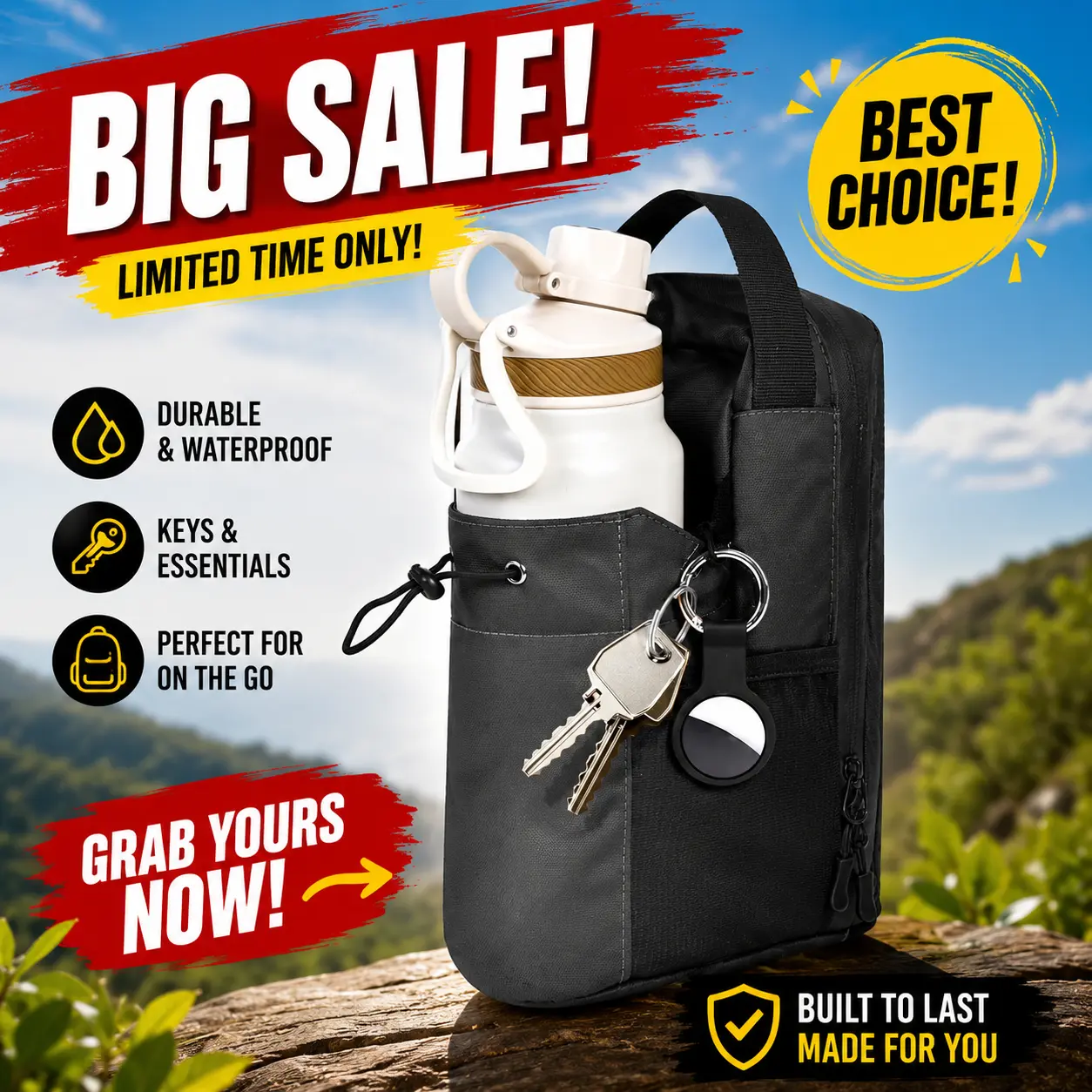 Magnetic Gym Bag for Men and Women,  Sports Backpack with Water Bottle Holder & Phone Pocket, Fitness Travel Carry-On for Workout, Sports, Office Waterproof Capacity mustard pattern