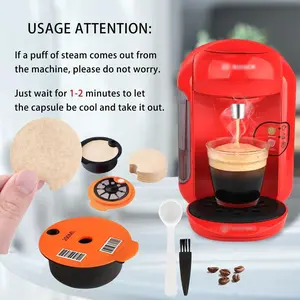 Refillable Coffee Capsules Pods 60ml /180ml /200ml/220ml Reusable Coffee Capsule Pod For Bosch Tassimo Coffee Machine Accessory Coffee Accessories With Slicone Lid Coffee Filter And 1 Spoon And 1 Brush