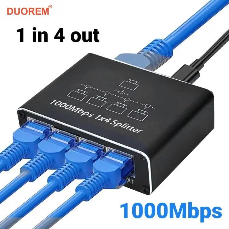 1000mbps Ethernet Adapter, 1 Input 4 Output, Rj45 Lan Splitter, Gigabit ...