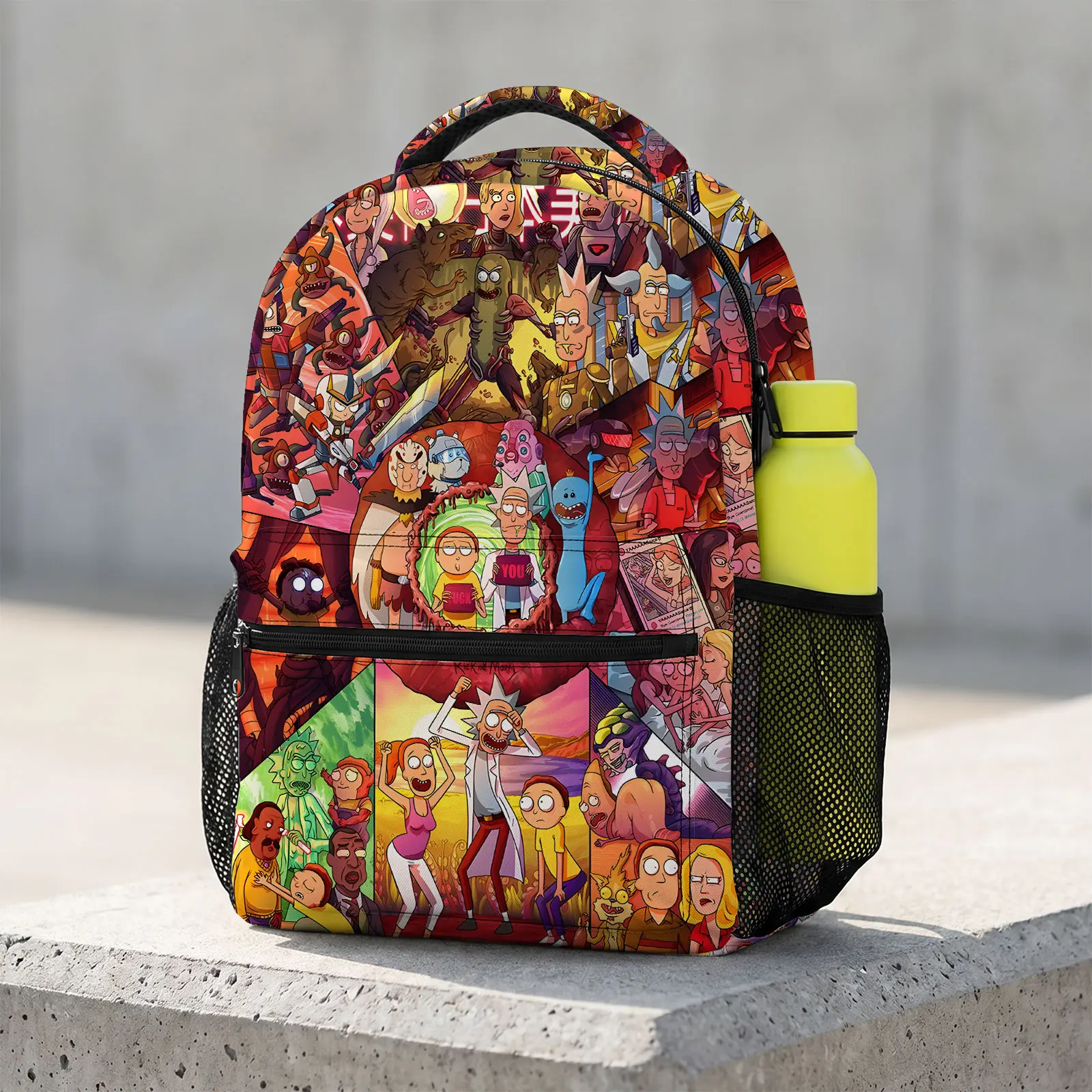 Rick-and-Morty Cute Cartoon School Backpack for Teen Boys | Aesthetic Print Bookbag for Kids & Students | Large Capacity Casual Daypack
