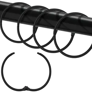 Shower Curtain Hooks Rings, 24 Pcs Rustproof Metal Shower Hooks For Shower Curtain, Glide Smoothly Round Shower Rings For Curtain, Shower Curtain Rings For Bathroom Shower Rod, Snap Joint Design (Black)