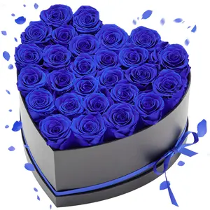VEVOR Forever Flowers, 27 Preserved Roses in a Heart Shape Box, Eternal Flowers Immortal Bouquet Birthday Present for Women Her Wife Mothers, Anniversary, Valentine's Day,Christmas, Royal Blue