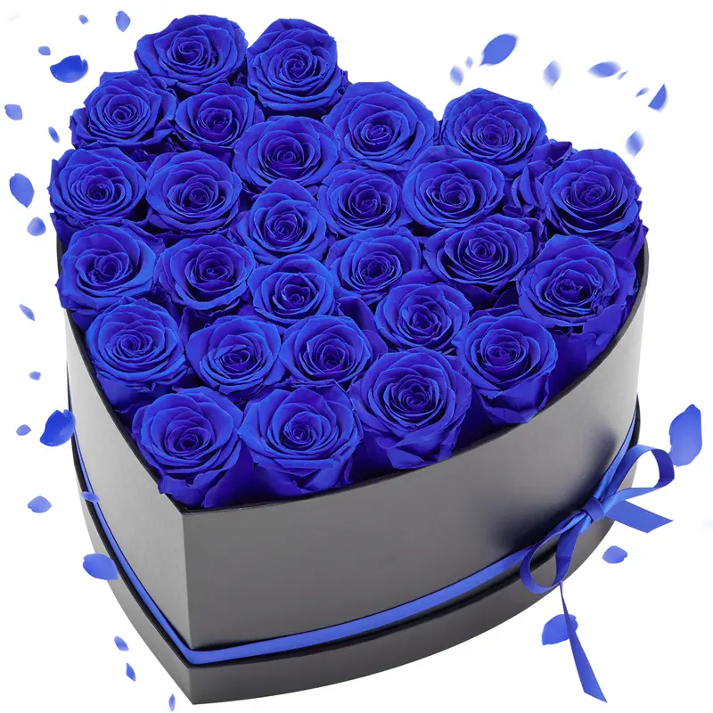 VEVOR Forever Flowers, 27 Preserved Roses in a Heart Shape Box, Eternal Flowers Immortal Bouquet Birthday Present for Women Her Wife Mothers, Anniversary, Valentine's Day,Christmas, Royal Blue