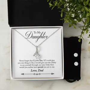Daughter Gift From Dad, To My Daughter Love Knot Necklace From Dad With Heartfelt Message, Jewelry Gifts From Daddy, Graduation Gift From Daddy, meaningful sentimental unique gifts present card unusual must-have comfort in a box
