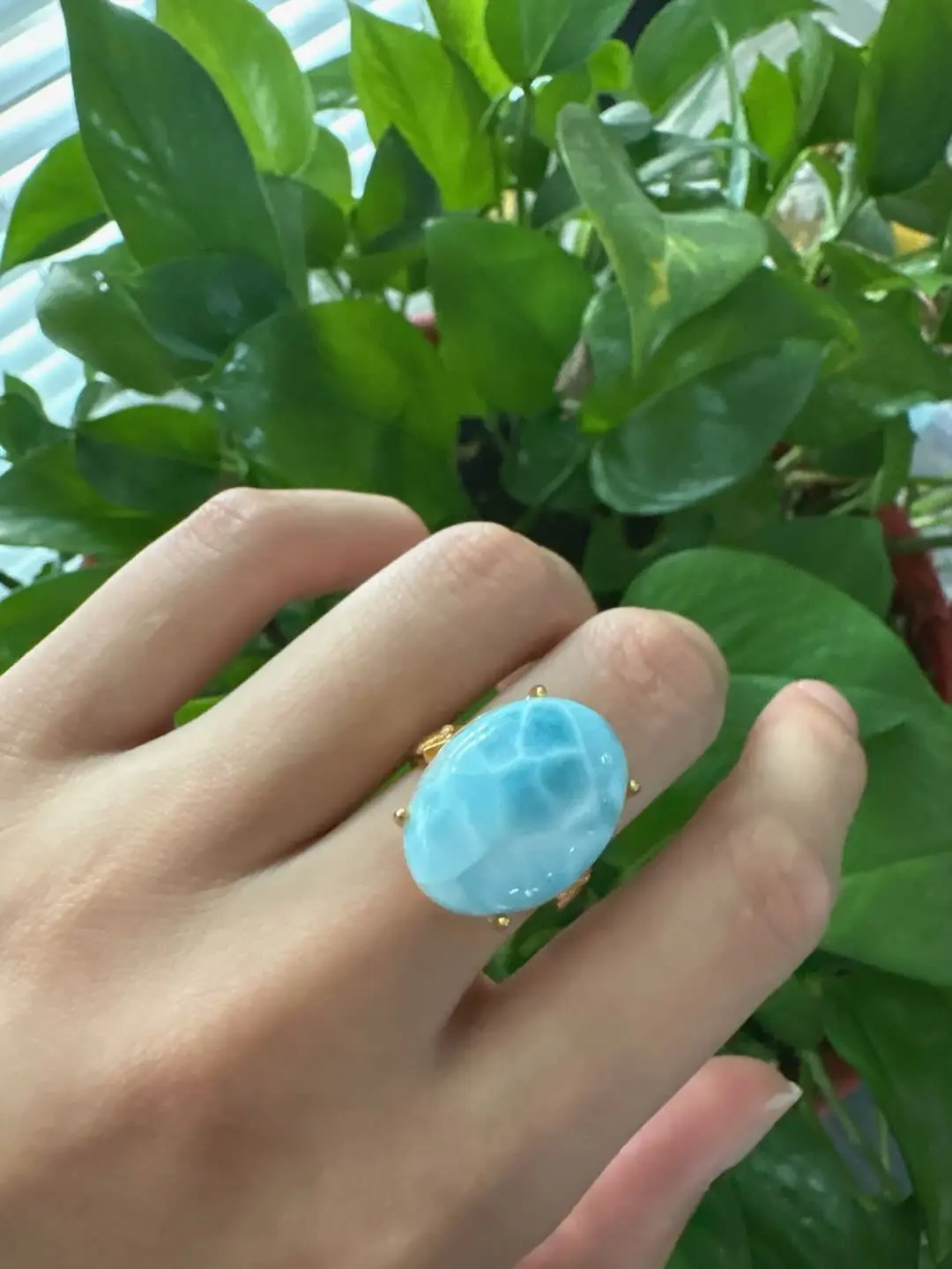 Evelyn(20343)gc.S925 larimar adjustable ring