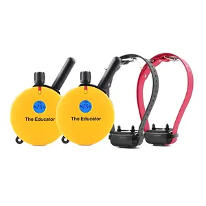 Educator ET-402 2T Remote Dog Training Collar Yellow by E-Collar Technologies | 3/4 Mile Range 2 Waterproof Transmitter Remotes & Collar Receivers Set for Dogs 8 lbs+ - Easy Fit Comfort Biothane Collar Strap For Daily Wear