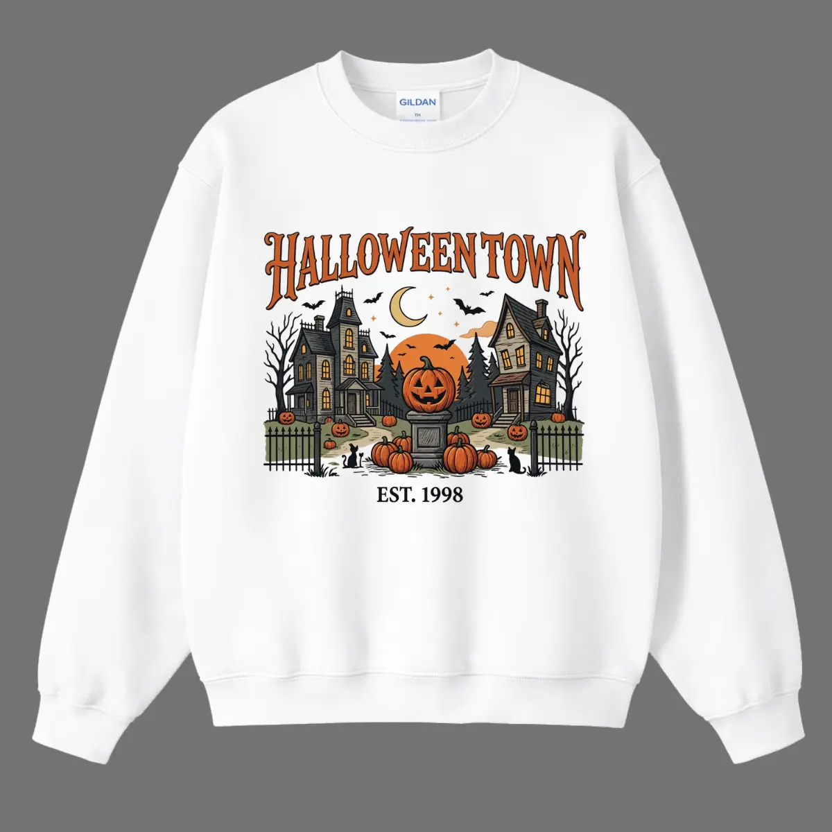 HalloweenTown Sweatshirt, Spooky Village Shirt, Retro Fall Halloween Gift For Her, Haunted House Pumpkin Shirt, Vintage Spooky