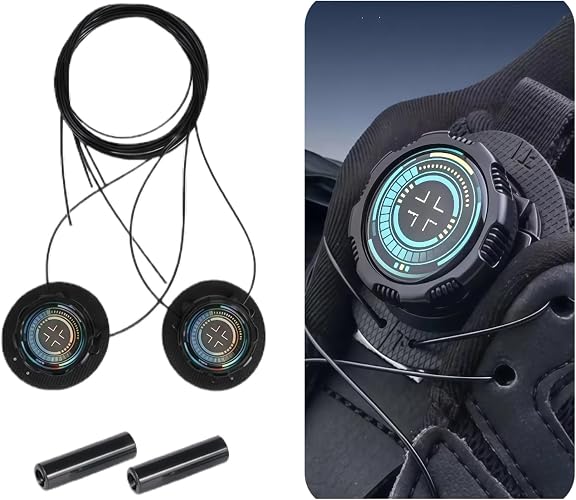 1 Pair Lazy No-Tie Rotary Shoelace Buckle Kit, Pre-Made Thick Rope Rotating Knobs, 1-Click Tighten Quick Lacing System for Sports Sneakers, Easy-Install Shoe Accessory