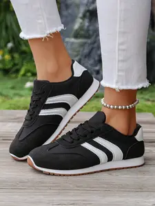 New Women's Sneakers Flat Sole Lightweight Breathable Casual Shoes, Versatile Fashion Comfortable Trainers, Simple Style