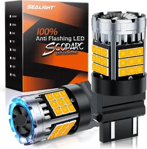SEALIGHT 3157 LED Bulb 3156 3047 LED Bulb Turn Signal Light, Amber Yellow 600% Brighter, With Built-In Resistor, Anti Hyper Flash Error Free for Front Rear Turn Signal, Blinker Signal Lights, 2 Pack