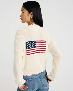 Express American Flag Red Stitch Trim Cardigan