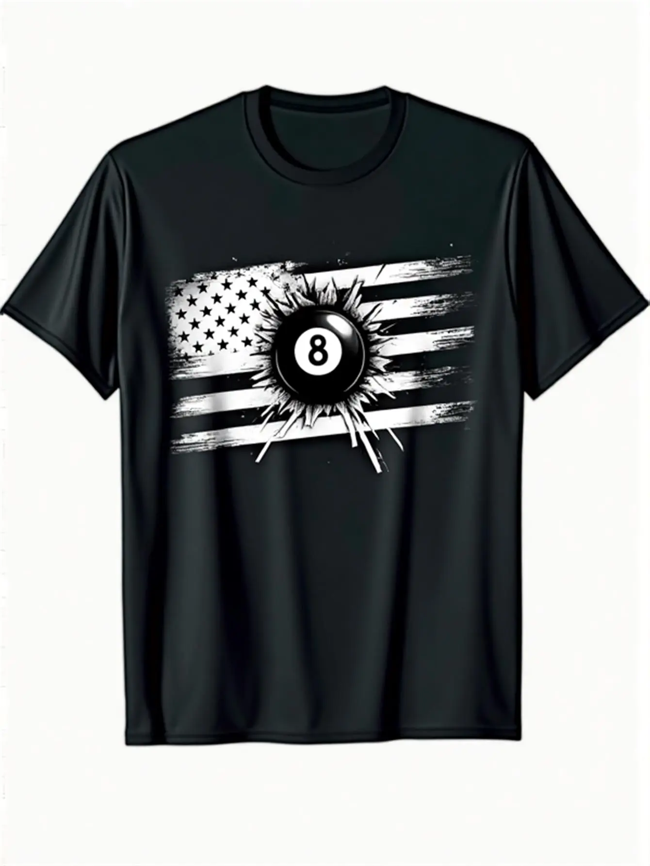 Men's Billiards Pool 8-  Flag T-Shirt - Heavyweigh unisex soft cotton short sleeve t shirt, vintage graphic casual tee for men women teens, perfect birthday holiday gift for camping travel gym daily street casual wear
