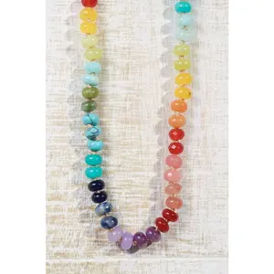 Hand Tied Rainbow Rondelle Beaded Necklace