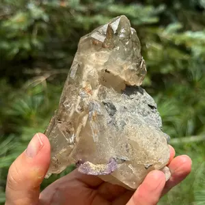 Brazilian Smoky Elestial Quartz Crystal With Lepidolite