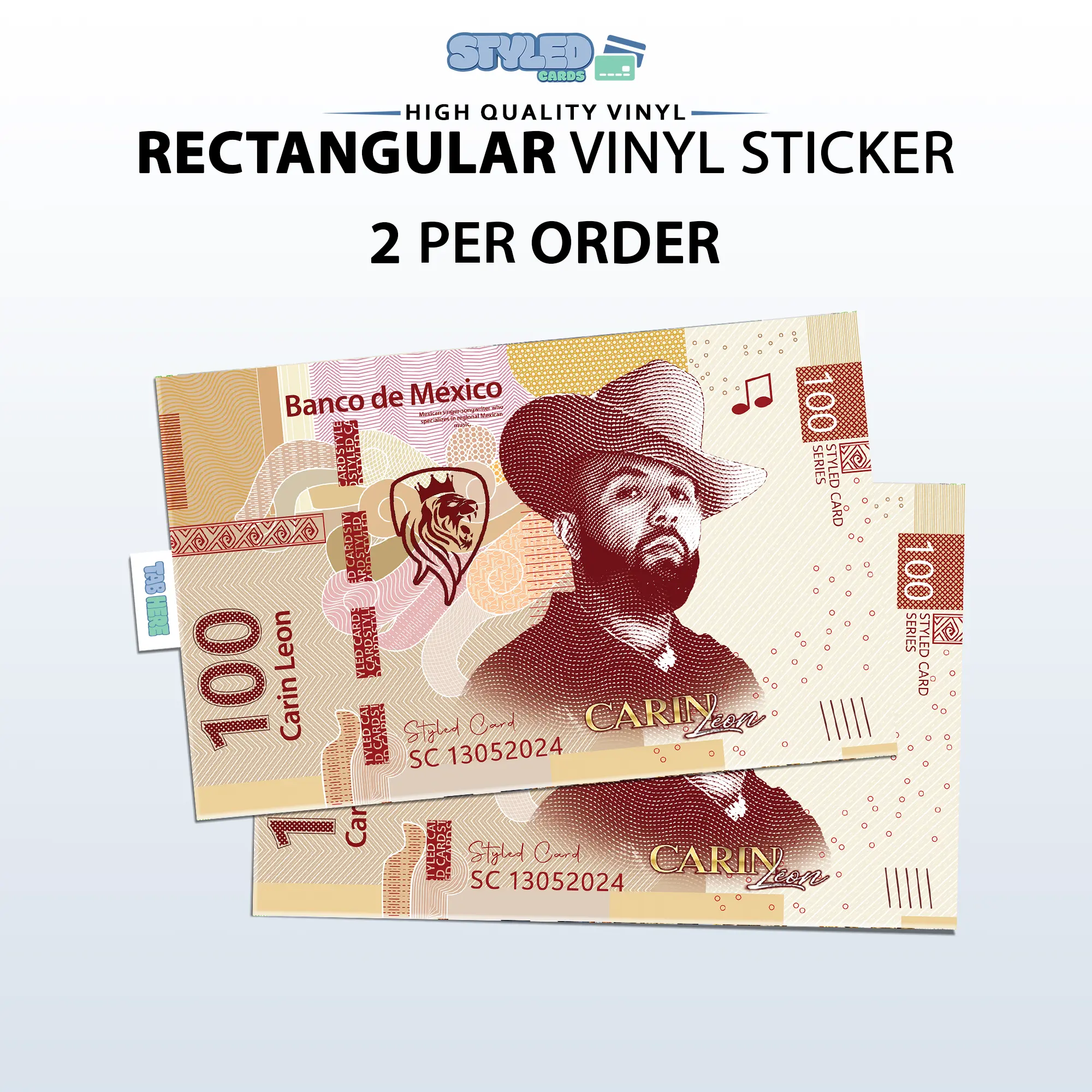 100 peso carin leon rectangular vinyl sticker 100 peso carin leon rectangular vinyl sticker