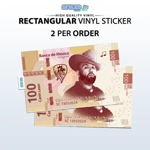 100 peso carin leon rectangular vinyl sticker