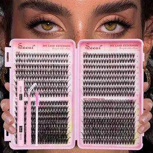 640pcs Large Capacity Eyelash Book Kit, 30D40D, Clean Makeup, DIY Mixed Length Lashes, 9-16mm, Long Lasting, Soft Curled, Includes Bond&Seal&Eyelash Tweezers&Brush, Natural, Volume Lash Clusters, DIY Salon Look at Home for Beginners