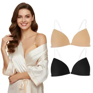 2 Pairs Triangle Cups Sticky Bra Push Bra Transparent Straps for Bridal Bras Women Backless Clothes