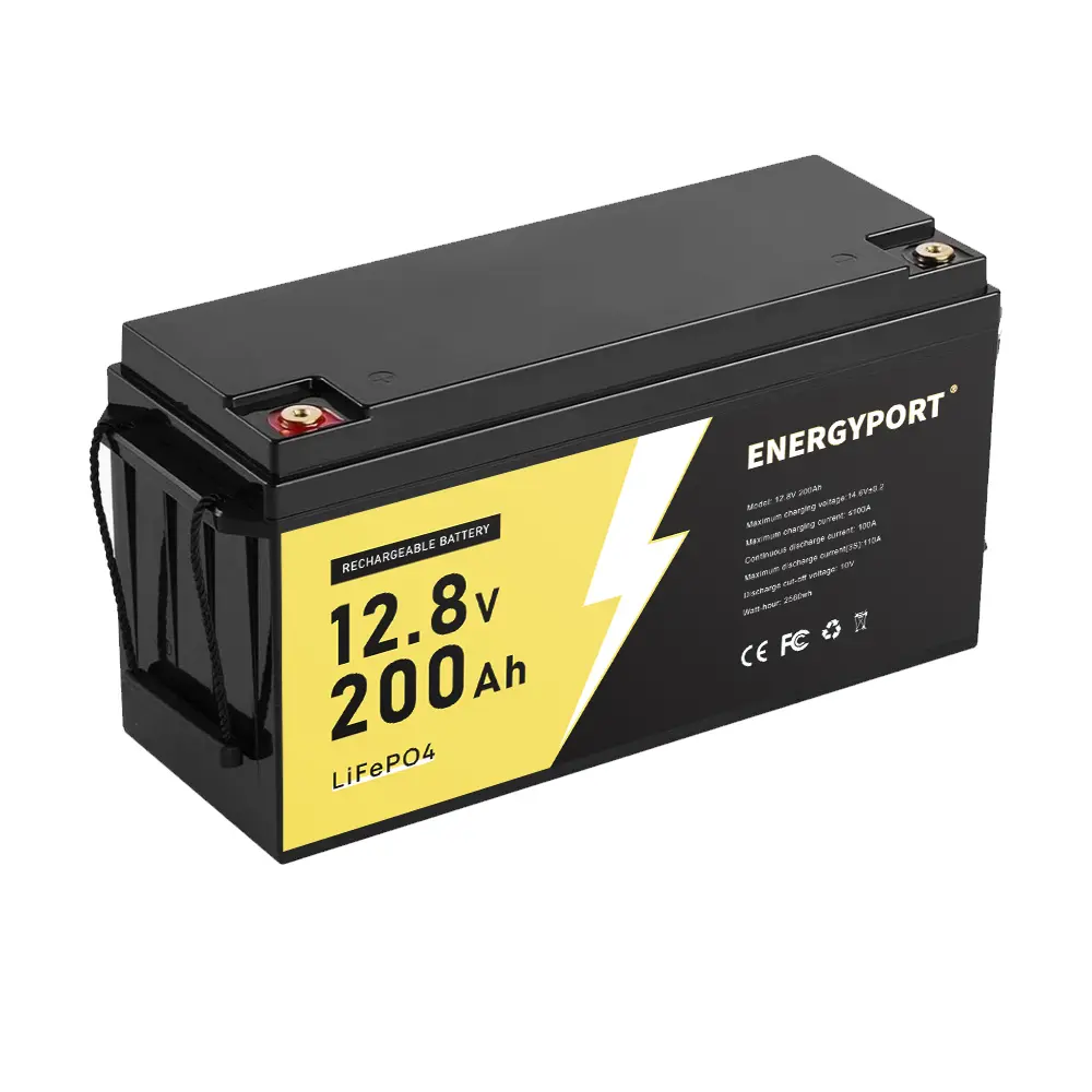 12V 200Ah LifePO4 Battery - Iron Phosphate 15000+ Deep Cycle Lithium Battery with 200A BMS, Solar Energy Storage Batteries for RV, Marine, and Off-Grid Power, Long Lasting, Rechargeable
