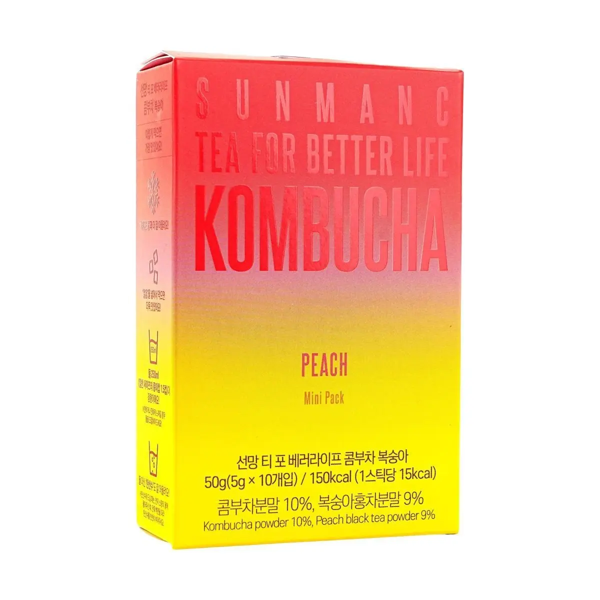 SUNMANC Peach Flavored Kombucha Drink - Authentic Korean Fermented Tea, Refreshing & Healthy Beverage
