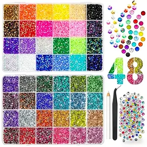 48 Color 3mm Jelly AB & Crystal Colorful Resin Rhinestones for Bedazzling Crafting Flatback Stones Gems Diamonds Bedazzler Kit for Nails Eyes Face Makeup Tumblers Bottles DIY Crafts Shoes