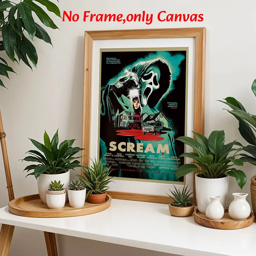 Retro Horror Wall Arts Scream Posters, Movie Canvas Prints, Horror Film Wall Decor, Canvas Art Print, Living Room, Bedroom, Home Office Gift, Unframed, Vintage Canvas Decor, Picture Image Prints