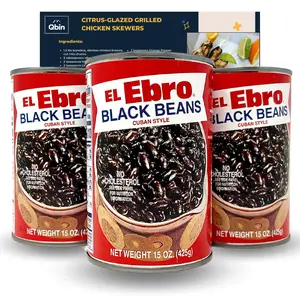 Traditional Garlic-Infused El Ebro Cuban Style Black Beans, 15 oz, Pack of 3