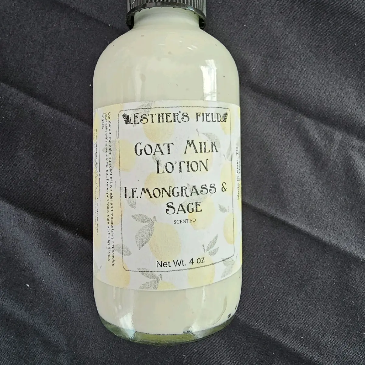 Handmade Lotion Scented in Lemongrass and Sage, Contains Goats Milk, Apricot Seed Oil, Mango Butter