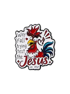Proud Rooster Cartoon Animal Badge, Personalized Quote Pin, Unique Brooch for Men and Women, Daily Clothing Decoration Gift
