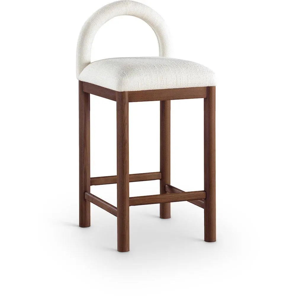 Conrad Cream Linen-Textured Fabric Counter Stool, Counter Height Stools with Engineered Wood Construction