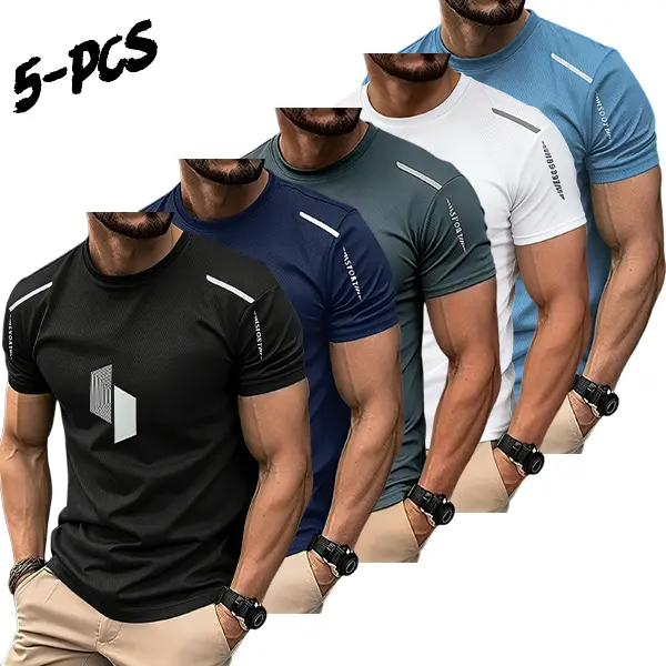 Men's 5-Pack Quick-Dry Sports T-Shirts, Breathable Male Athletic Tops for Running, Training, T Shirt, Gym Tees, Athletic Tee good graphic graphic tees