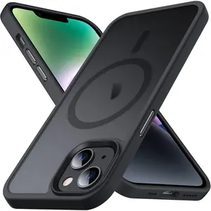 Magnetic Shockproof for iPhone 14/13 Case, [Fit for MagSafe] [Military-Grade Drop Tested] Soft Silicone Slim Anti-Scratch Case for iPhone 14/13 Case Anti-Fingerprint,Black