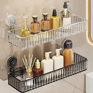 1pc Luxury Plastic Wall-Mounted Bathroom Shelf - Heavy-Duty 30lb Capacity, 27" Tall Non-Perforated Over-The-Toilet Organizer with Multiple Compartments for Toiletries, Cosmetics & Bathroom Essentials