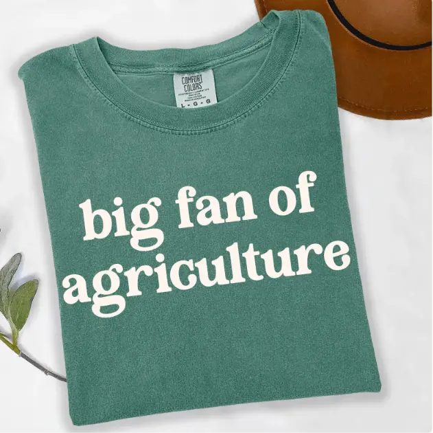 Comfort Colors Big Fan of Agriculture Shirt, Funny Christmas Gift for Farmer Rancher Dad Husband Grandpa, Matching Ag Teacher Tee, Vintage Green Graphic Tee