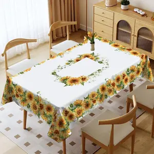 Rectangular Tablecloth, Sunflower Theme Design, Fall Holiday Decor, Vibrant Dining Table Setting, Indoor & Outdoor Use, Kitchen Decoration