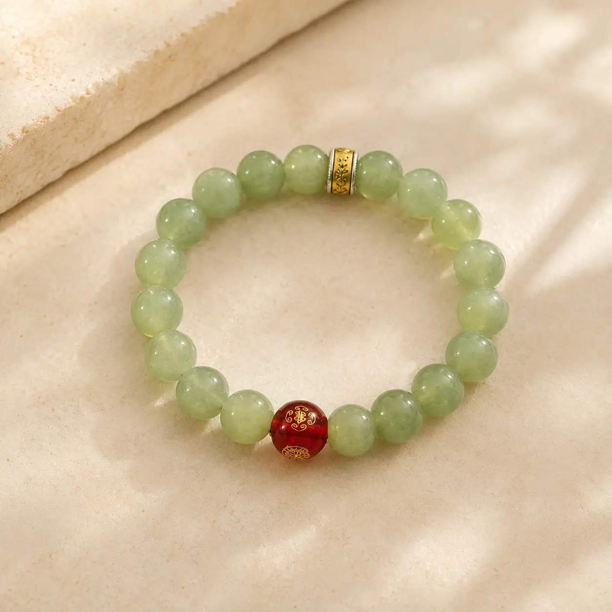 Wudang Inspired Green Beaded Bracelet for Spiritual Energy, Protection, and Calm Balance, Positive Intention Jewelry for Daily Wear, Beaded Strand Bracelet, Fashionable Bracelet