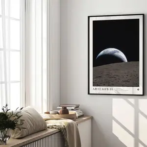 Earthset Artemis II Print | NASA Poster, Earth and Moon, Astronomy Wall Art, Space Gift, Planet Earth Print, Celestial Decor